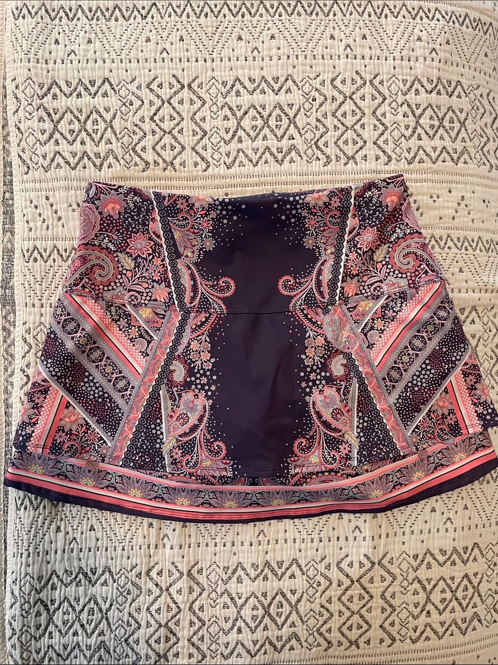 Lucky in Love Navy and Pink Paisley Athletic Skort